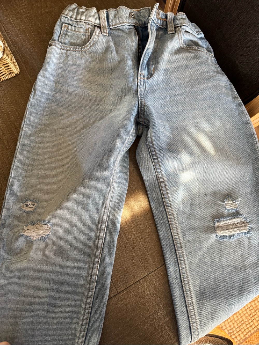 Old Navy Light Wash high rise slouchy fit Jeans with adjustable waist.